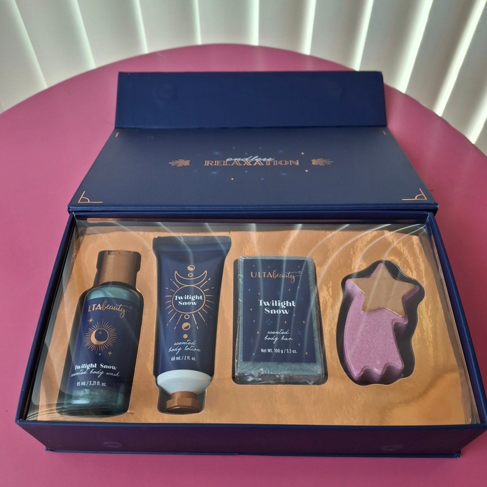Ulta Beauty Midnight Moments 4 Piece Bath Gift Set Box Body Wash Lotion Soap
